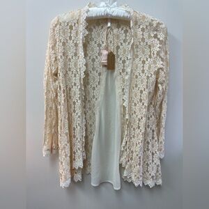 Pinkblush Cream Lace Cardigan